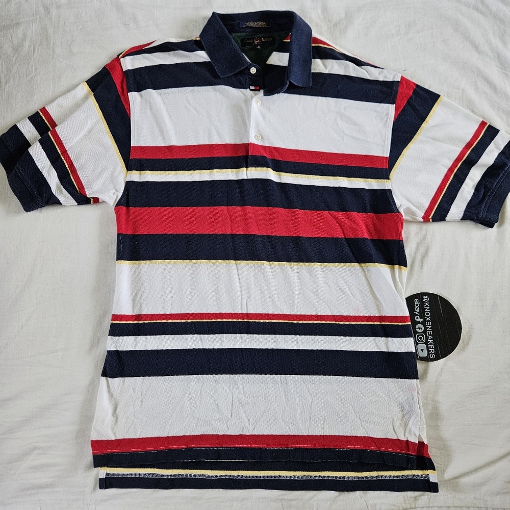 Vintage Tommy Hilfiger Golf Polo Navy  Red Colorblock Crest Men's Size XLarge